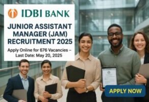 IDBI Bank JAM Recruitment 2025 notification banner highlighting 676 Junior Assistant Manager vacancies.